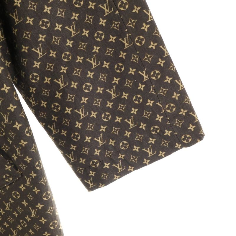 Louis Vuitton Monogram Cotton Stainless Steel Collar Coat Brown