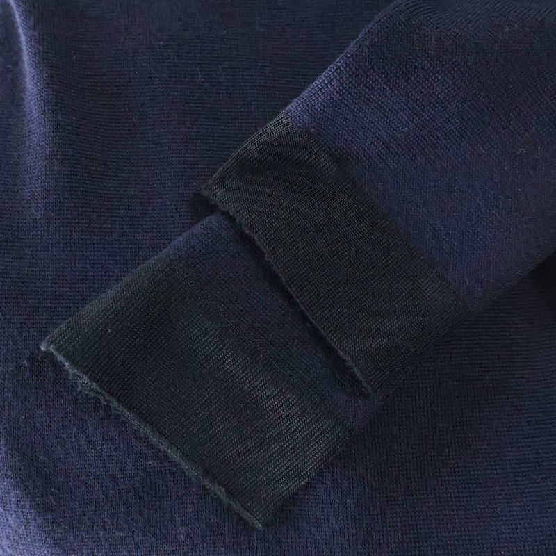 Chanel Coco Mark Button Silk Blend Multi Pockets Knit Dress Navy Women