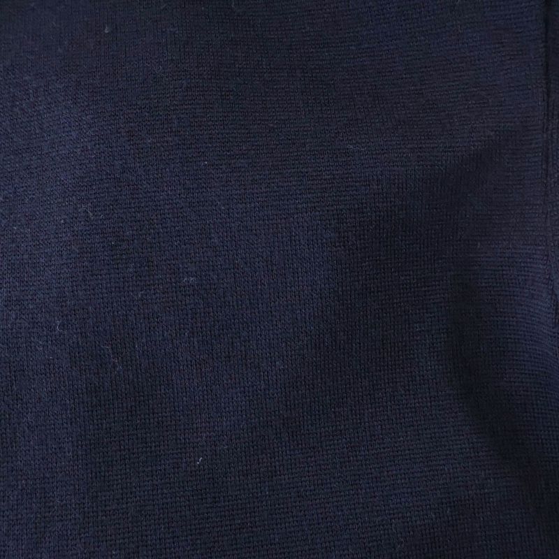 Chanel Coco Mark Button Silk Blend Multi Pockets Knit Dress Navy Women