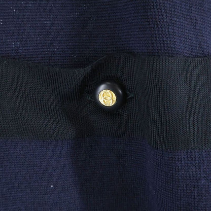 Chanel Coco Mark Button Silk Blend Multi Pockets Knit Dress Navy Women