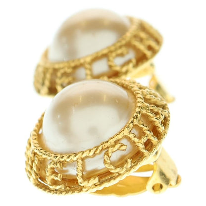 Chanel Logo Faux Pearl Earrings 94A GP Gold Accessories Women