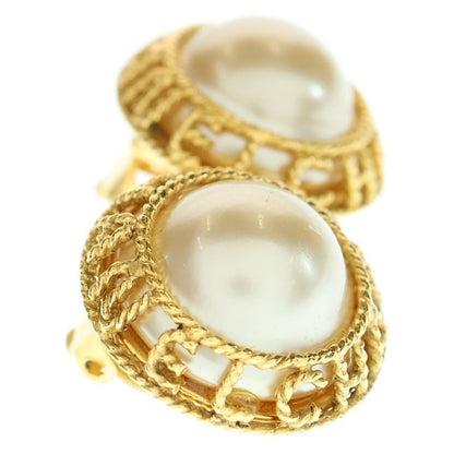 Chanel Logo Faux Pearl Earrings 94A GP Gold Accessories Women