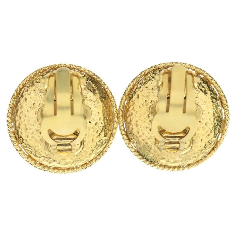 Chanel Logo Faux Pearl Earrings 94A GP Gold Accessories Women