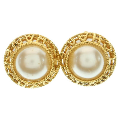 Chanel Logo Faux Pearl Earrings 94A GP Gold Accessories Women