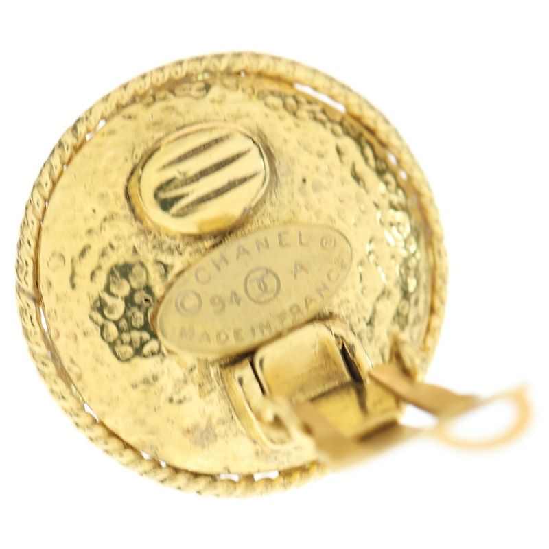 Chanel Logo Faux Pearl Earrings 94A GP Gold Accessories Women