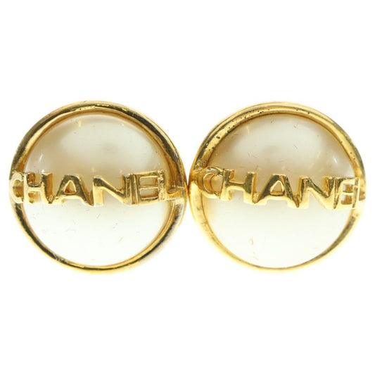 Chanel Logo Faux Pearl Earrings 95A GP Gold Accessories