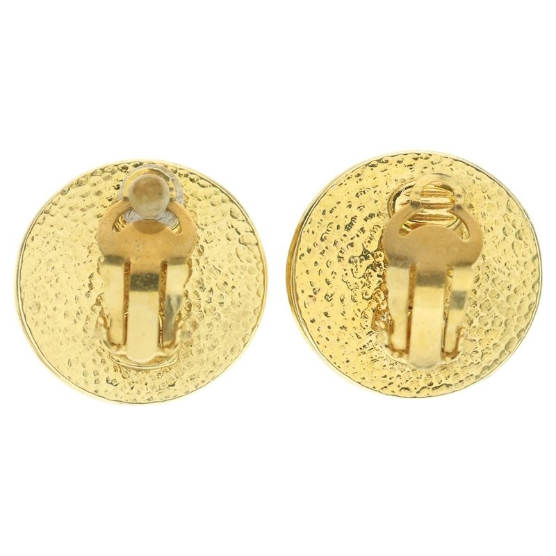 Chanel Logo Faux Pearl Earrings 95A GP Gold Accessories