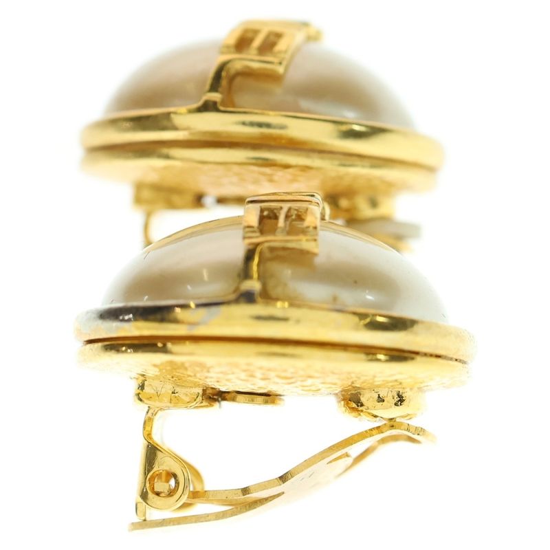 Chanel Logo Faux Pearl Earrings 95A GP Gold Accessories