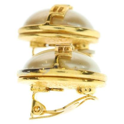 Chanel Logo Faux Pearl Earrings 95A GP Gold Accessories
