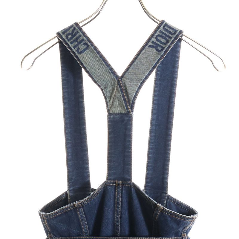 DIOR Couture Denim Couture Denim Logo Jacquard Flared Skirt Salopette Indigo