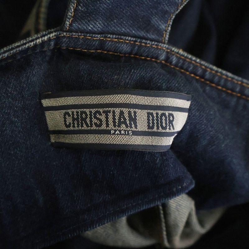 DIOR Couture Denim Couture Denim Logo Jacquard Flared Skirt Salopette Indigo