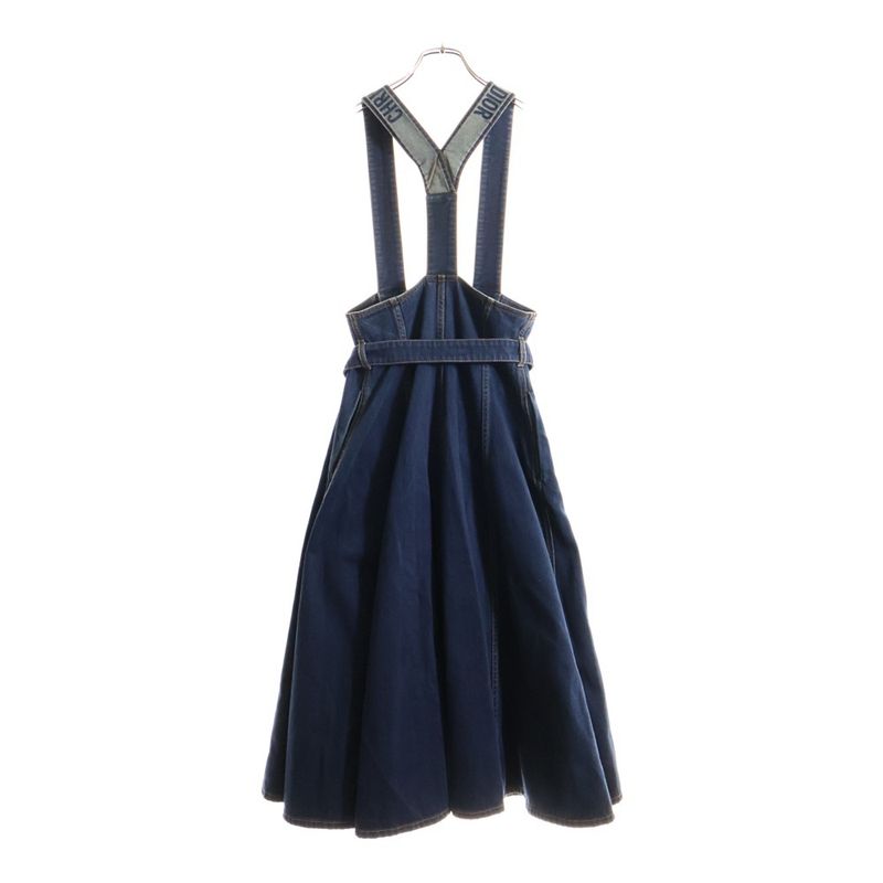 DIOR Couture Denim Couture Denim Logo Jacquard Flared Skirt Salopette Indigo
