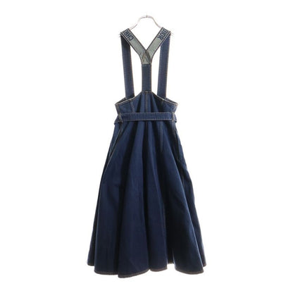 DIOR Couture Denim Couture Denim Logo Jacquard Flared Skirt Salopette Indigo