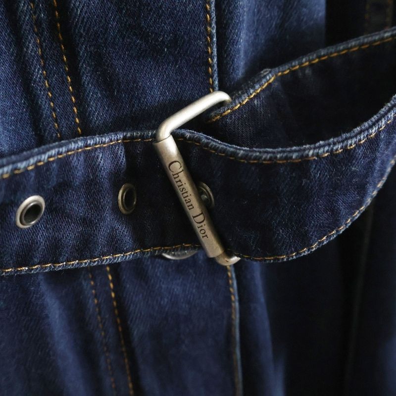 DIOR Couture Denim Couture Denim Logo Jacquard Flared Skirt Salopette Indigo