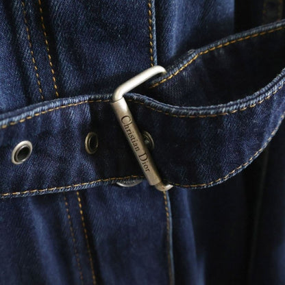 DIOR Couture Denim Couture Denim Logo Jacquard Flared Skirt Salopette Indigo