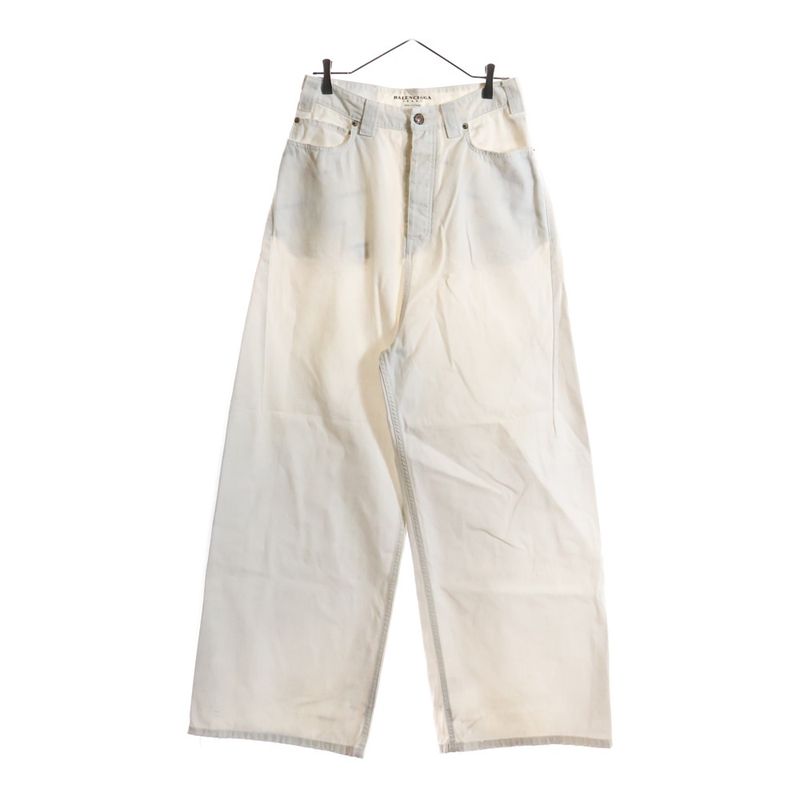 Balenciaga Baggy Pants Damaged Wide Baggy Pants White 824299 Tsw68