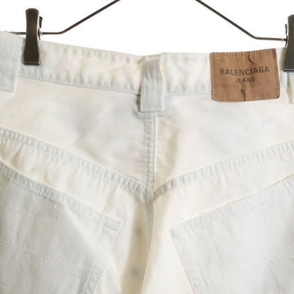 Balenciaga Baggy Pants Damaged Wide Baggy Pants White 824299 Tsw68