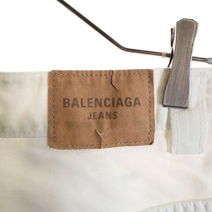 Balenciaga Baggy Pants Damaged Wide Baggy Pants White 824299 Tsw68
