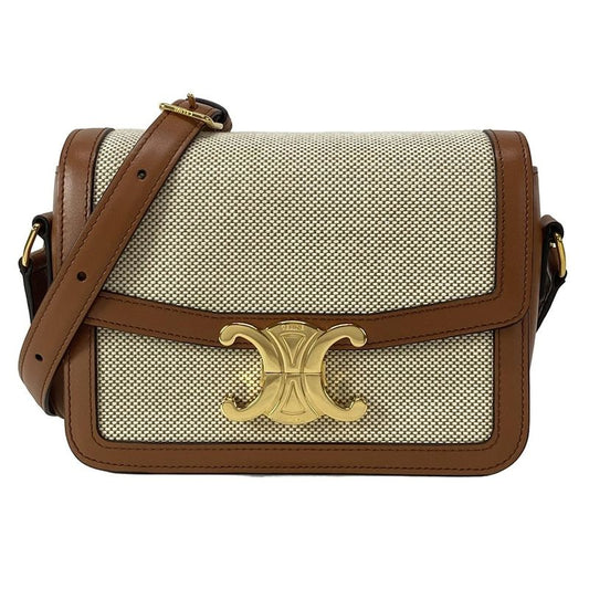 Celine Shoulder Bag Teen Triomphe Bag Ivory And Brown Leather