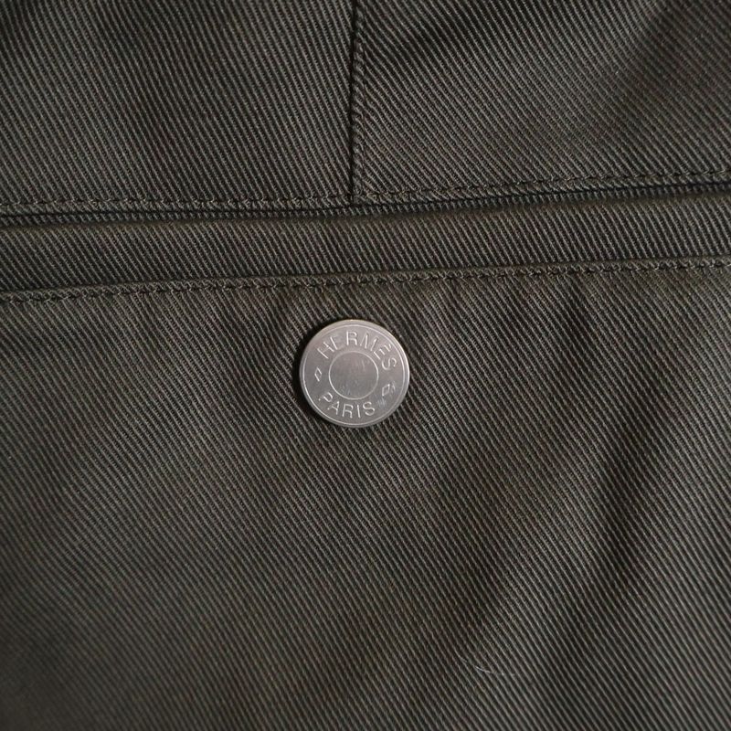 Hermes Serie Button Drawstring Zip-up Cotton Jogger Pants Brown 56512000