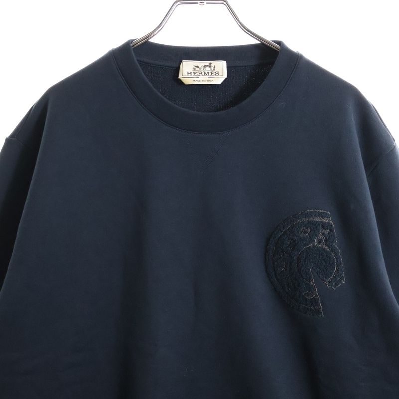 Hermes CDS Crewneck Sweater Chest Logo Design Crew Neck Sweatshirt Sweater Navy