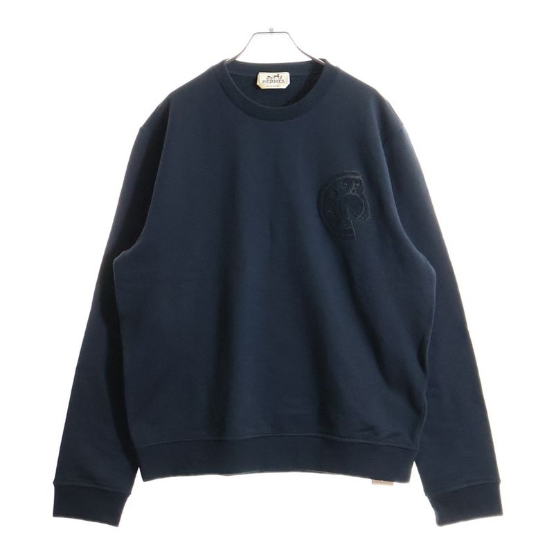 Hermes CDS Crewneck Sweater Chest Logo Design Crew Neck Sweatshirt Sweater Navy