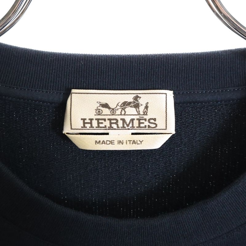 Hermes CDS Crewneck Sweater Chest Logo Design Crew Neck Sweatshirt Sweater Navy