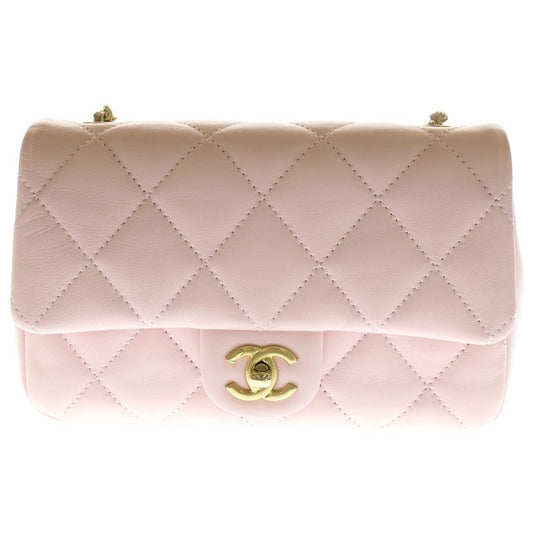 Chanel Mini Matelasse Lambskin Pink Heart Charm Coco Mark Turnlock Chain