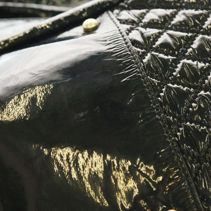 Chanel Patent Leather Enamel Double Chain Shoulder Bag Black