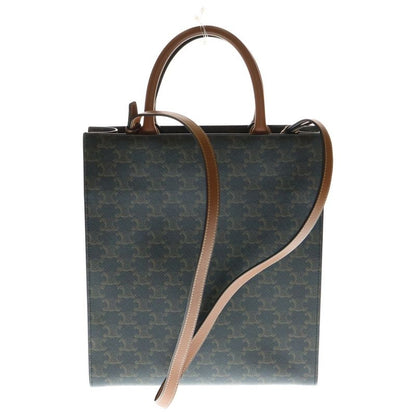 Celine Triomphe Vertical Cabas Small Handbag Shoulder Bag Brown PVC