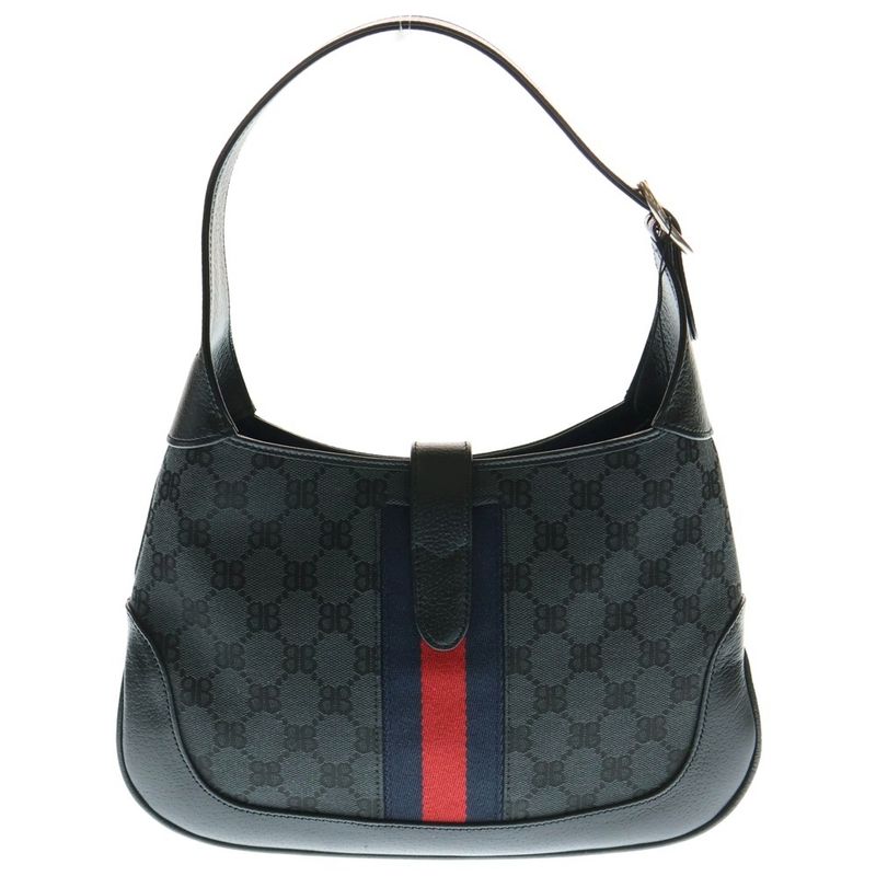 Balenciaga X Gucci Jackie BB Logo Canvas 2WAY Shoulder Bag 680118 Black/gray