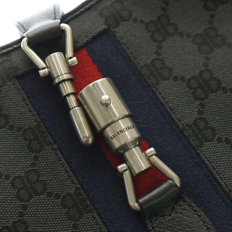 Balenciaga X Gucci Jackie BB Logo Canvas 2WAY Shoulder Bag 680118 Black/gray