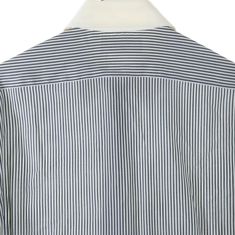 Celine Loose Shirt In Striped Silk Poplin Striped All-over Silk Poplin Loose