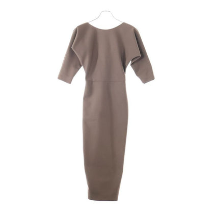 Fendi Back Slit Rayon Long Sleeve Long Tight Dress Brown Women's Fdb915 AGTS