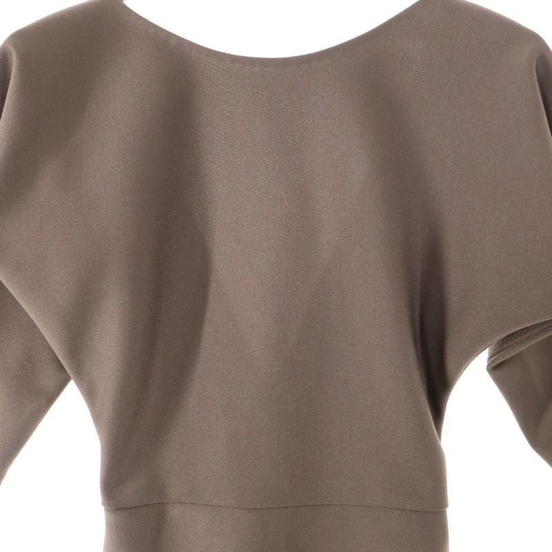 Fendi Back Slit Rayon Long Sleeve Long Tight Dress Brown Women's Fdb915 AGTS