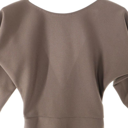 Fendi Back Slit Rayon Long Sleeve Long Tight Dress Brown Women's Fdb915 AGTS