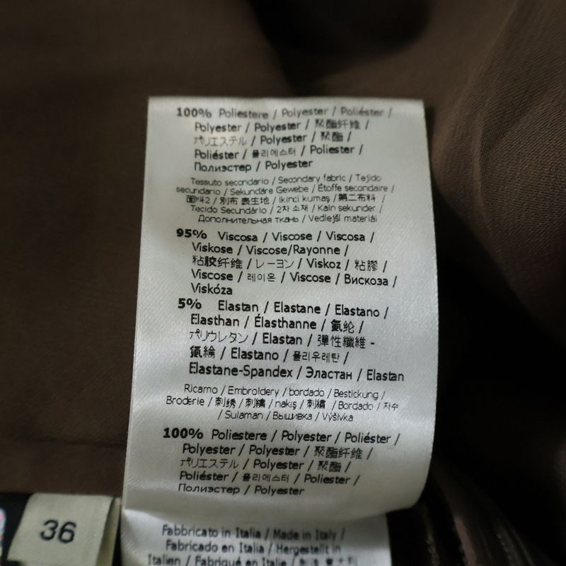 Fendi Back Slit Rayon Long Sleeve Long Tight Dress Brown Women's Fdb915 AGTS