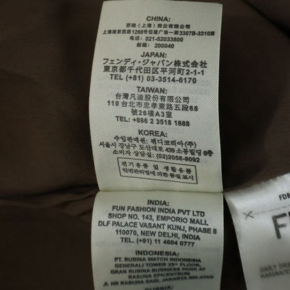 Fendi Back Slit Rayon Long Sleeve Long Tight Dress Brown Women's Fdb915 AGTS