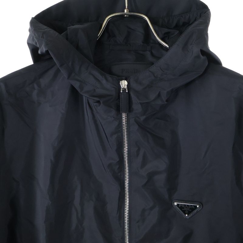 Prada 25AW Linylon Triangle Logo Hooded Jacket Black Sgc220 S231 1WQ9