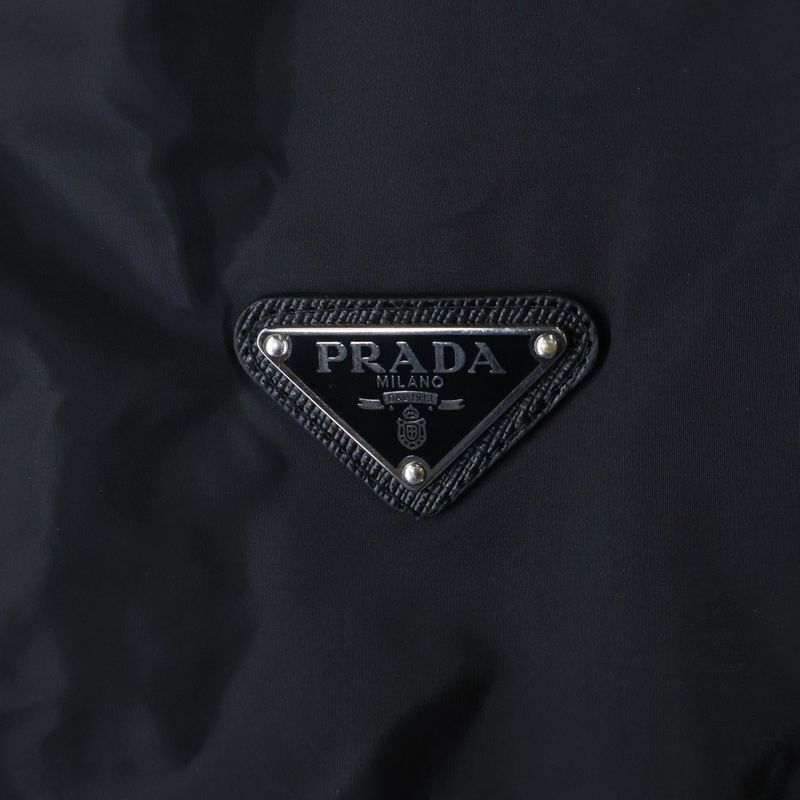 Prada 25AW Linylon Triangle Logo Hooded Jacket Black Sgc220 S231 1WQ9