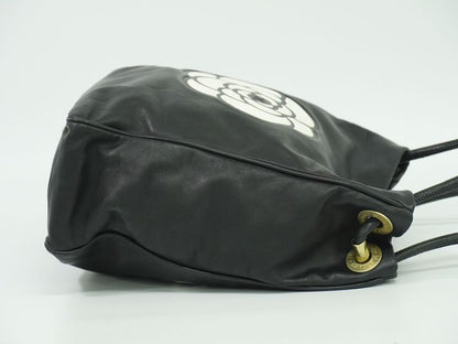 Authentic Chanel Camellia Shoulder Bag Tote Leather Black Camellia Bag Pre-owned