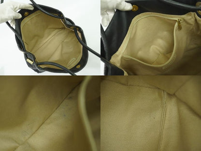 Authentic Chanel Camellia Shoulder Bag Tote Leather Black Camellia Bag Pre-owned