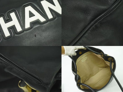 Authentic Chanel Camellia Shoulder Bag Tote Leather Black Camellia Bag Pre-owned