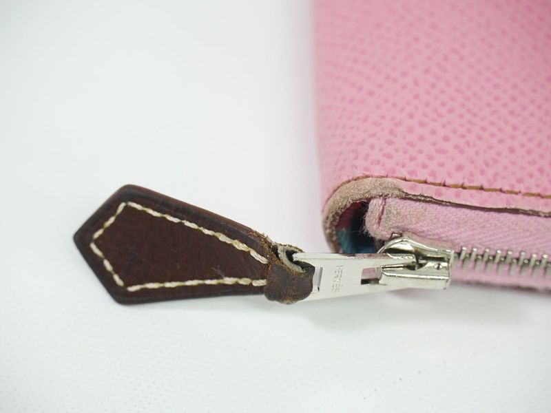 Authentic Hermes Azap Silk Inn Long Vaux Epson Leather Round Zipper Long Wallet