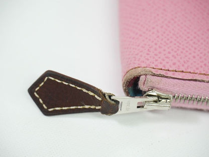 Authentic Hermes Azap Silk Inn Long Vaux Epson Leather Round Zipper Long Wallet