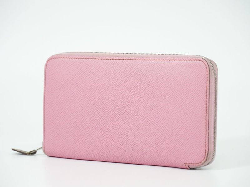 Authentic Hermes Azap Silk Inn Long Vaux Epson Leather Round Zipper Long Wallet