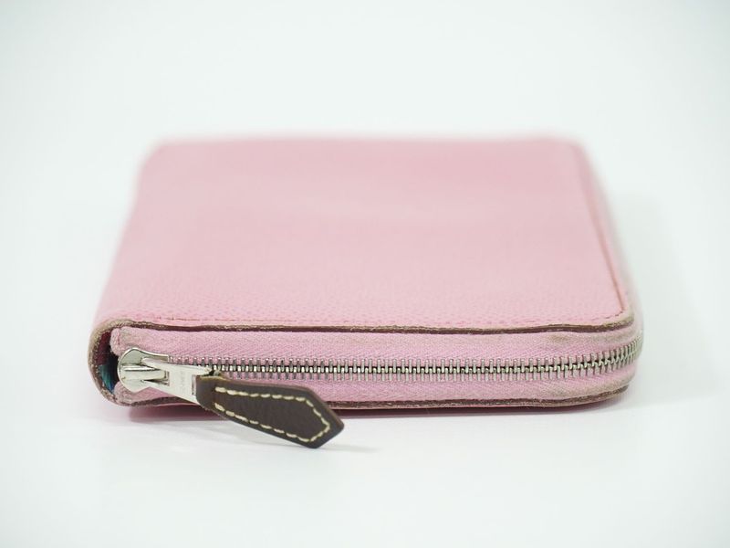 Authentic Hermes Azap Silk Inn Long Vaux Epson Leather Round Zipper Long Wallet