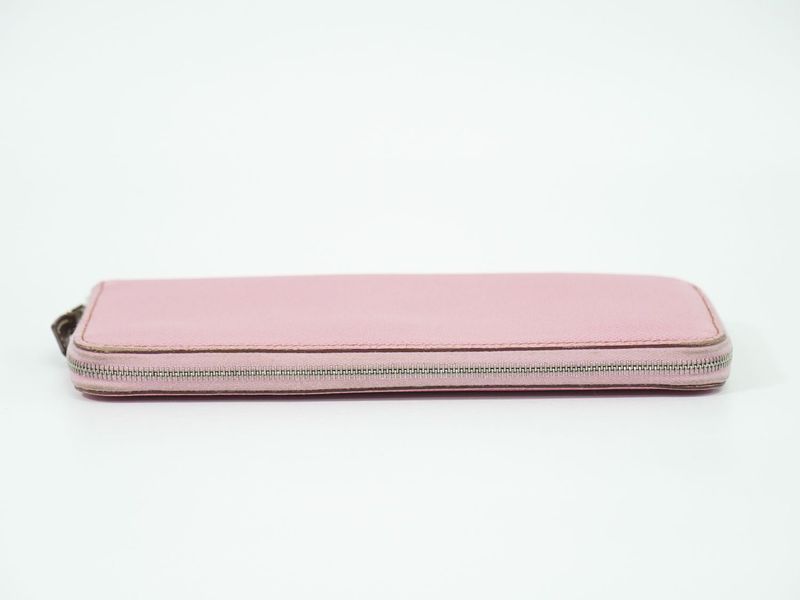 Authentic Hermes Azap Silk Inn Long Vaux Epson Leather Round Zipper Long Wallet