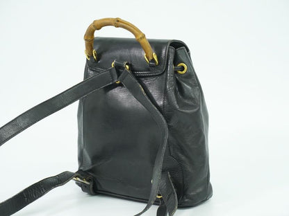 Authentic Gucci Bamboo Backpack Sac Backpack Leather Black Bamboo Bag Preowned