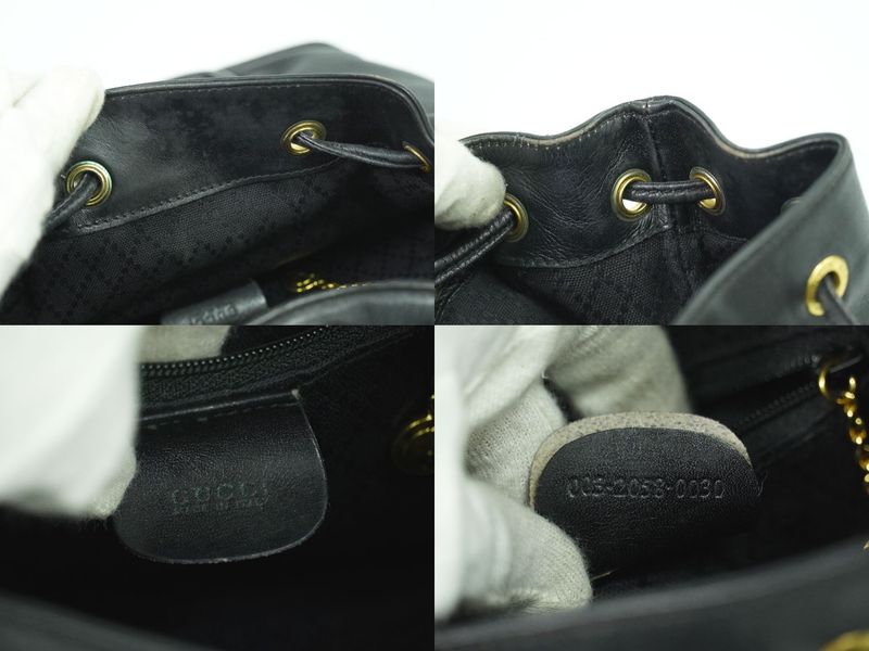 Authentic Gucci Bamboo Backpack Sac Backpack Leather Black Bamboo Bag Preowned